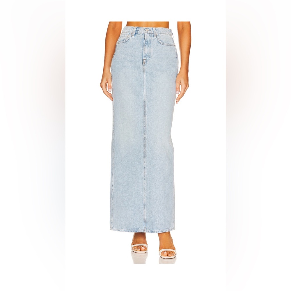 Light Blue Denim Maxi Skirt